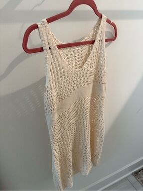 Cupshe Ivory Crochet Knit Beach Cover-Up